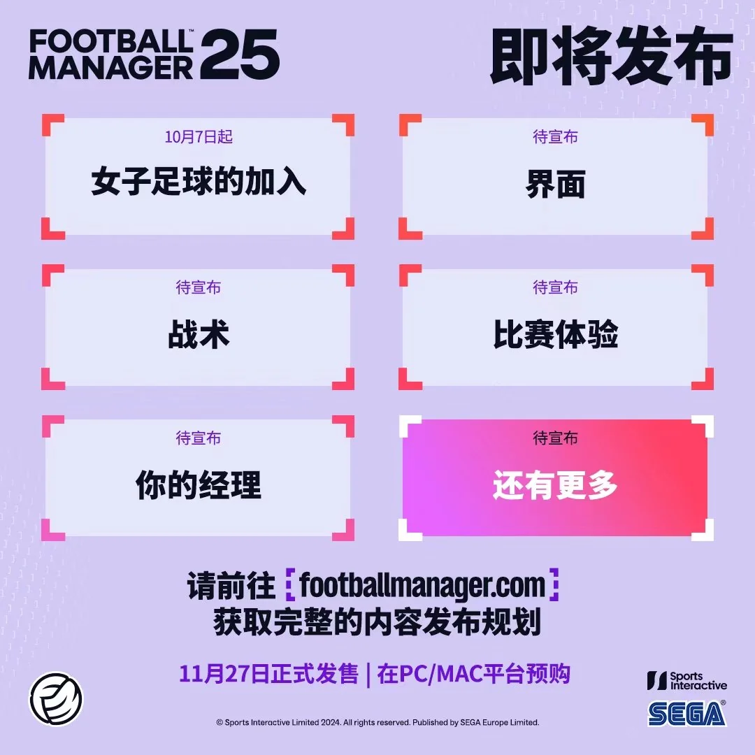 《足球经理25》定档11月27日全球发行，携多项革新强势登陆多平台