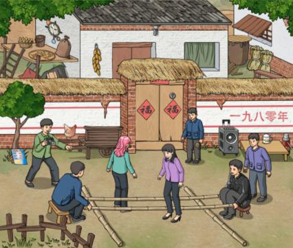 《文字玩出花》怀旧跳竹竿怎么过